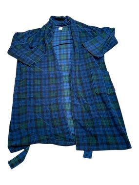Merona Blue and Green Plaid Robe